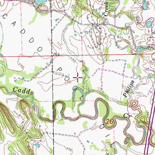 Topographic Map of Caddo Pool Oil Field, OK