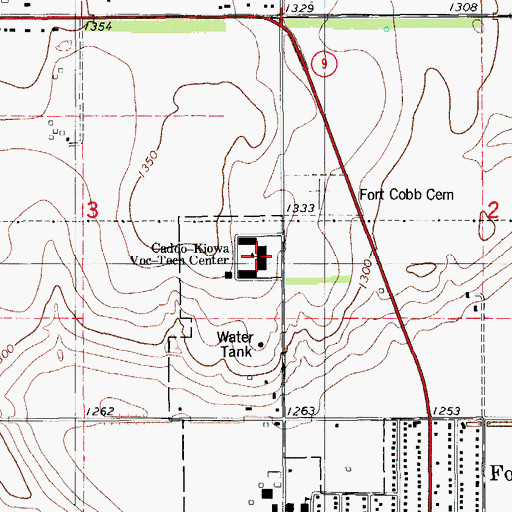 Topographic Map of Caddo Kiowa Technology Center, OK