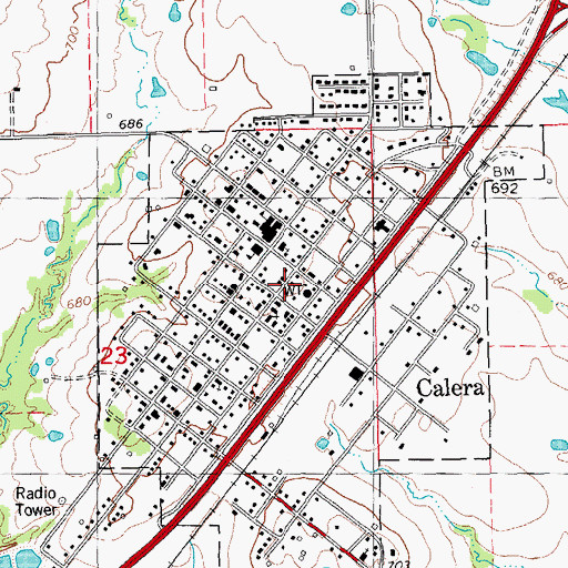 Topographic Map of Calera, OK