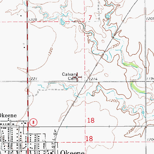 Topographic Map of Calvary Cemetery, OK