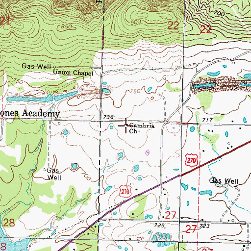Topographic Map of Cambria Church, OK