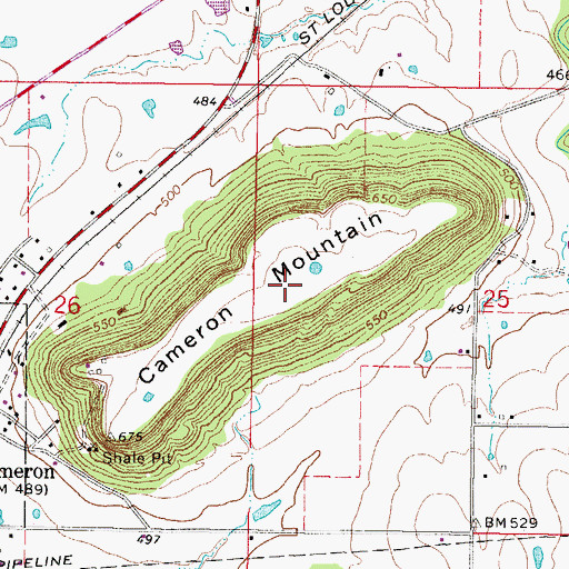 Topographic Map of Cameron Mountain, OK