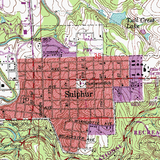 Topographic Map of Cameron School, OK