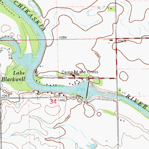 Topographic Map of Camp of the Cross, OK