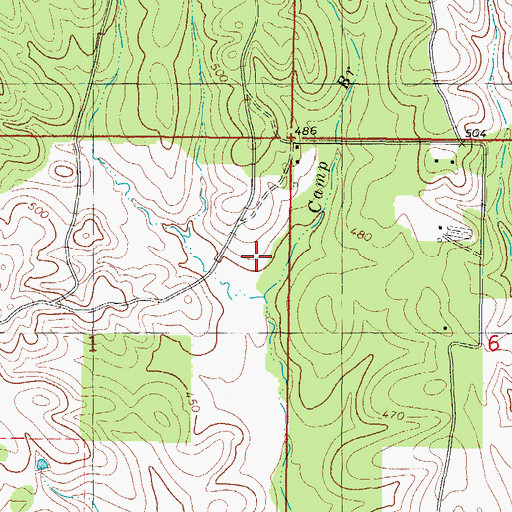 Topographic Map of Camp Branch, OK