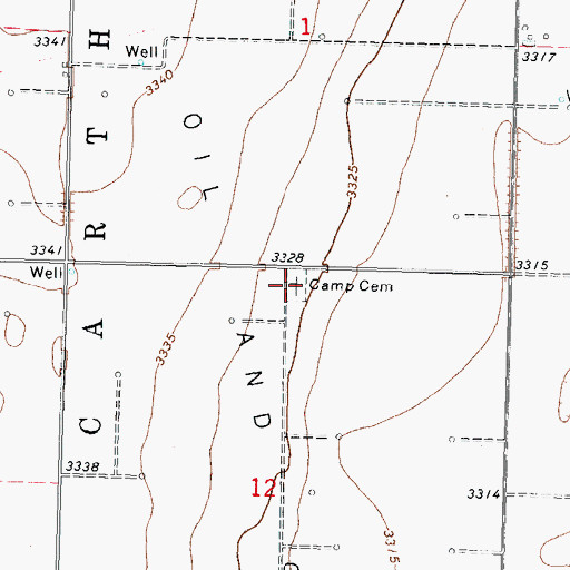 Topographic Map of Camp Cemetery, OK