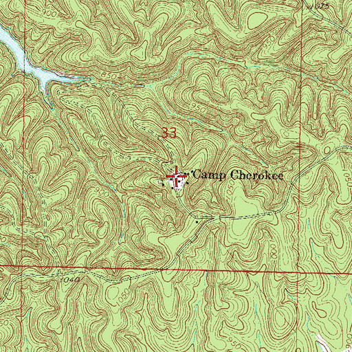 Topographic Map of Camp Cherokee, OK