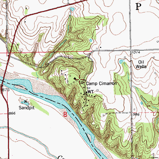 Topographic Map of Camp Cimarron, OK