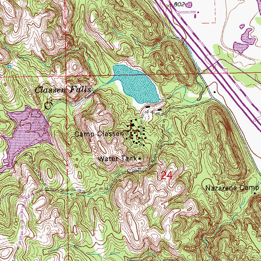 Topographic Map of Camp Classen, OK