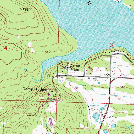 Topographic Map of Camp Craig, OK