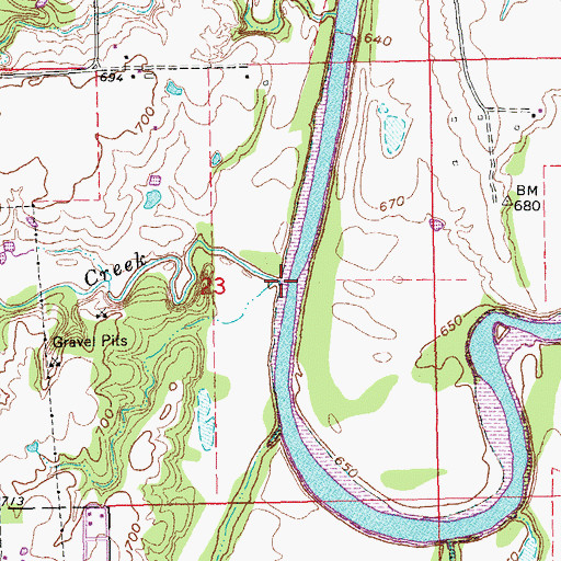 Topographic Map of Camp Creek, OK