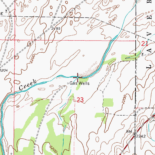 Topographic Map of Camp Creek, OK