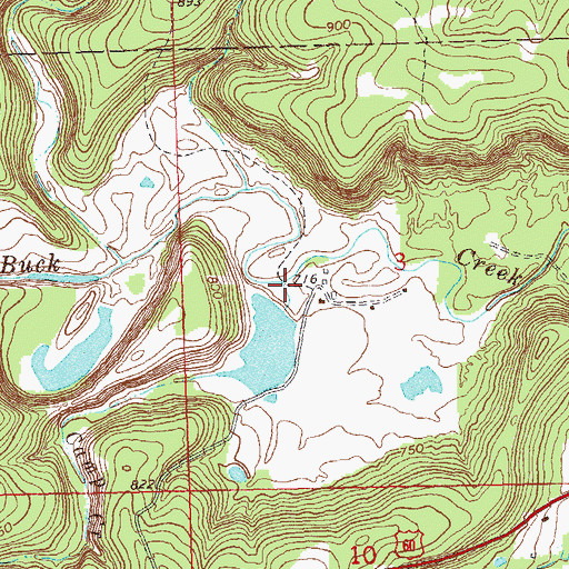 Topographic Map of Camp Creek, OK