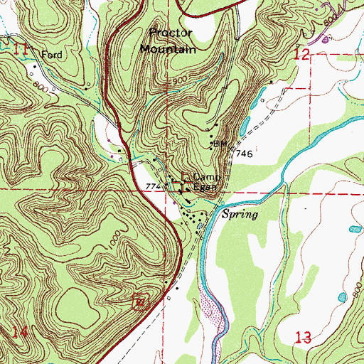 Topographic Map of Camp Egan, OK