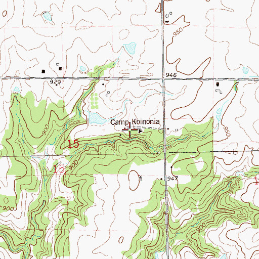 Topographic Map of Camp Koinonia, OK
