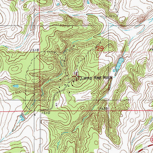 Topographic Map of Camp Red Rock, OK