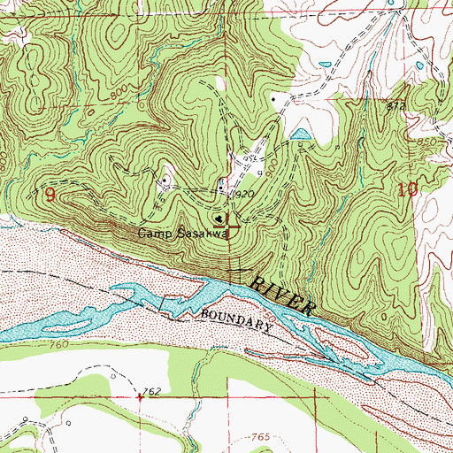 Topographic Map of Camp Sasakwa, OK