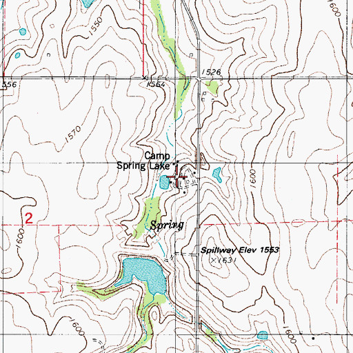 Topographic Map of Camp Spring Lake, OK