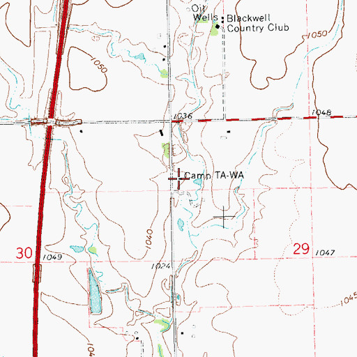 Topographic Map of Camp Ta-Wa, OK
