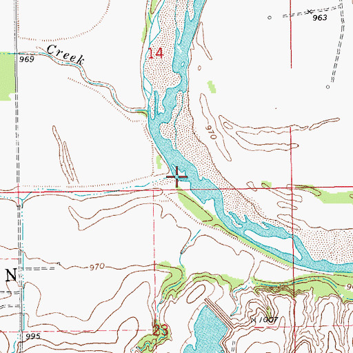 Topographic Map of Campbell Creek, OK