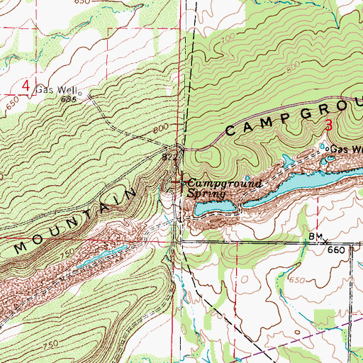 Topographic Map of Campground Spring, OK