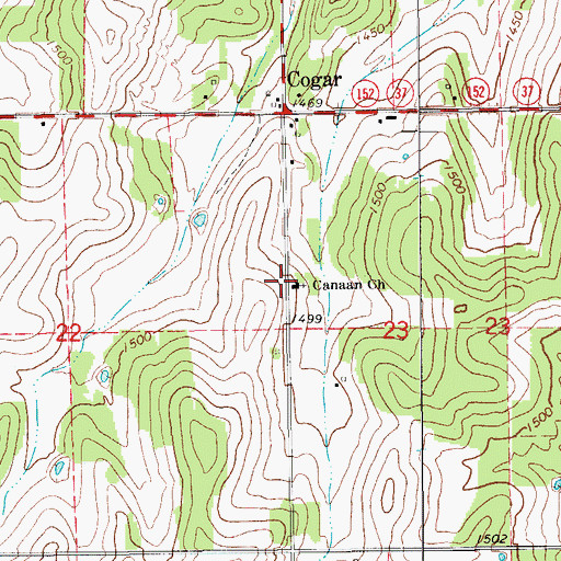 Topographic Map of Canaan Church, OK