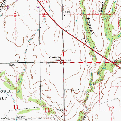 Topographic Map of Canada School, OK