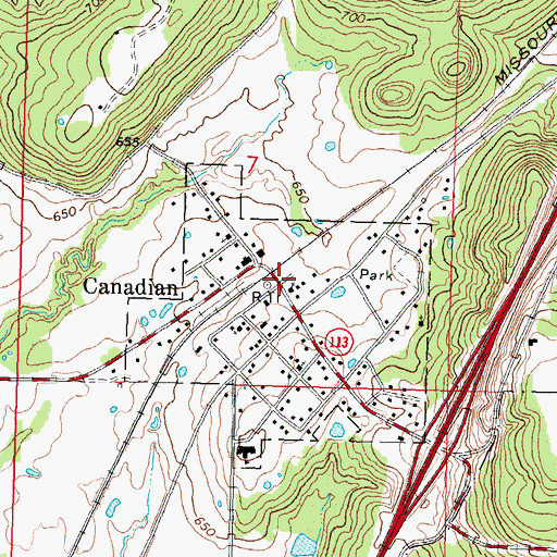 Topographic Map of Canadian, OK