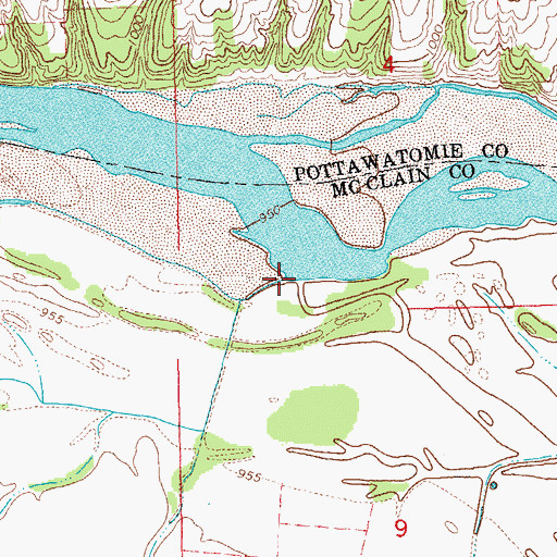 Topographic Map of Canadian Sandy Creek, OK