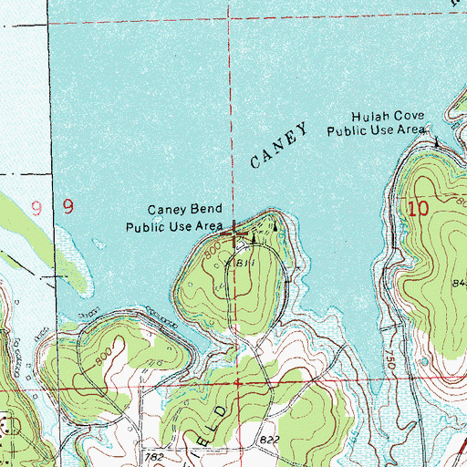 Topographic Map of Caney Bend Public Use Area, OK