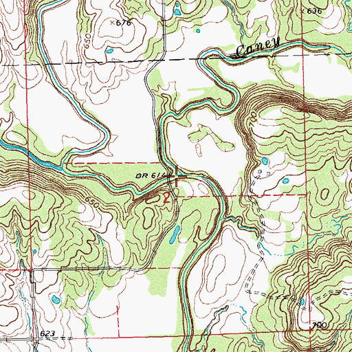 Topographic Map of Caney Boggy Creek, OK
