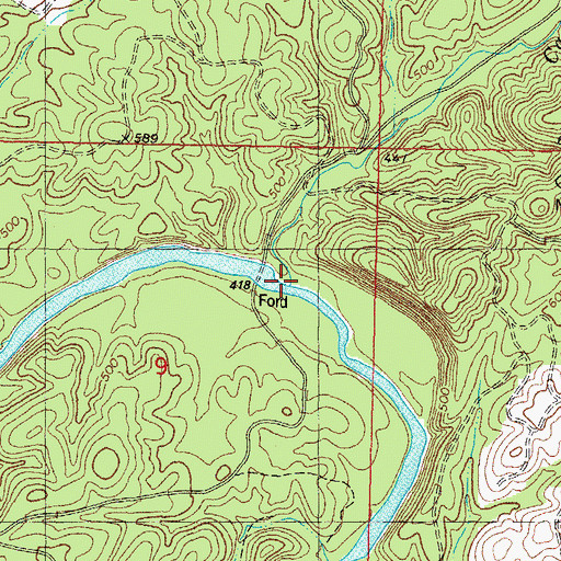 Topographic Map of Caney Creek, OK