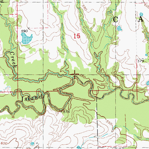 Topographic Map of Caney Creek, OK