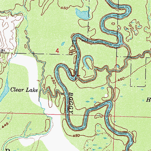 Topographic Map of Caney Creek, OK