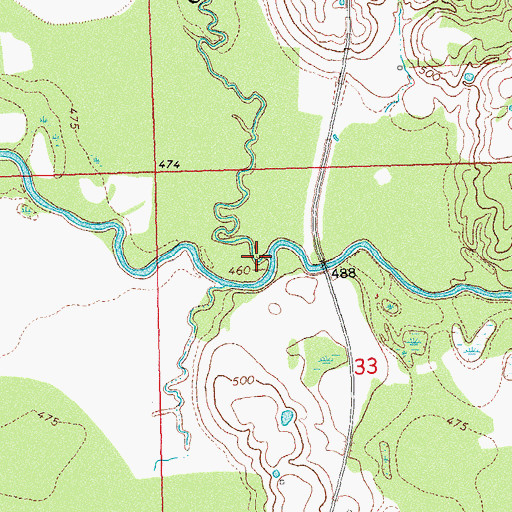 Topographic Map of Caney Creek, OK
