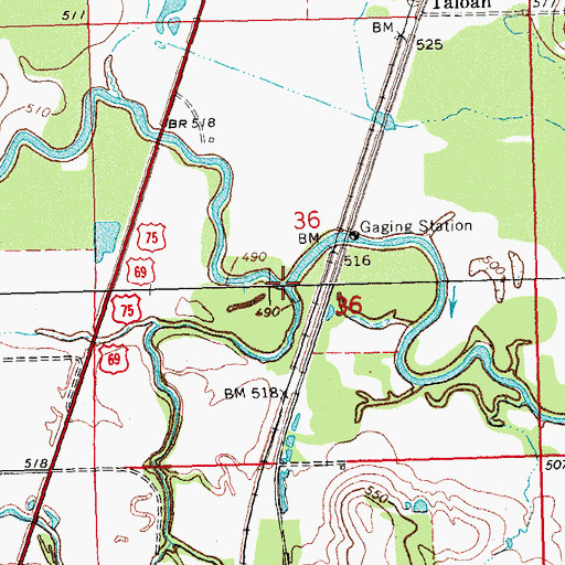Topographic Map of Caney Creek, OK
