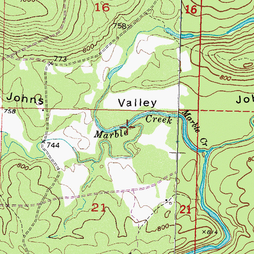Topographic Map of Caney Creek, OK