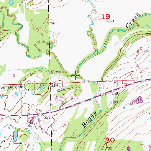 Topographic Map of Caney Creek, OK