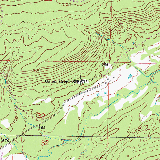 Topographic Map of Caney Creek School, OK
