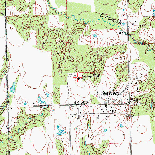 Topographic Map of Cane Hill United Methodist Church, OK