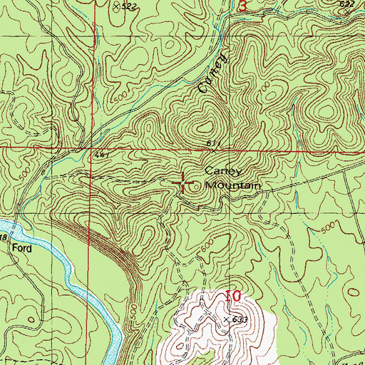 Topographic Map of Caney Mountain, OK