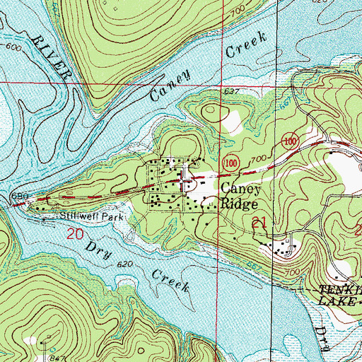 Topographic Map of Caney Ridge, OK