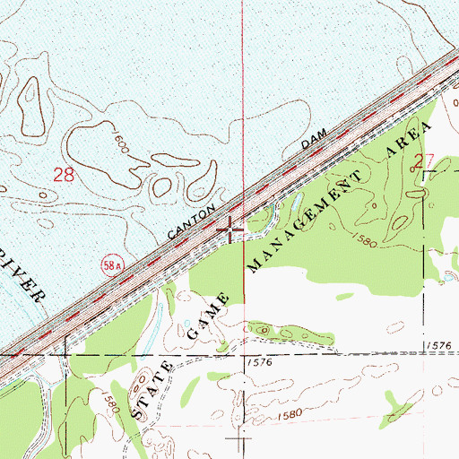 Topographic Map of Canton Lake, OK