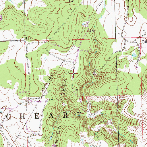 Topographic Map of Canyon Creek Oil Field, OK