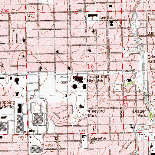 Topographic Map of Capitol Hill High School, OK