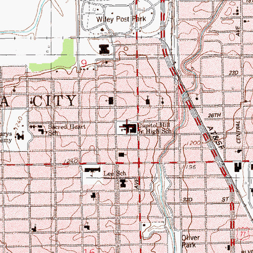 Topographic Map of Capitol Hill Junior High School, OK