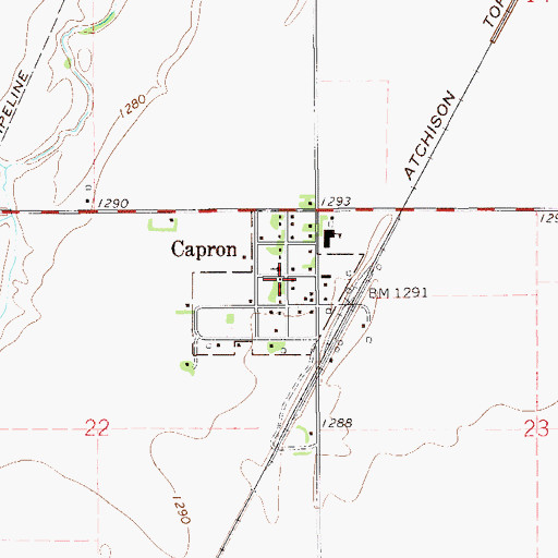Topographic Map of Capron, OK