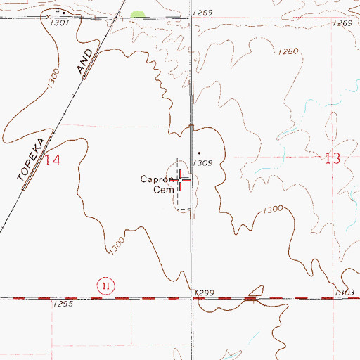 Topographic Map of Capron Cemetery, OK