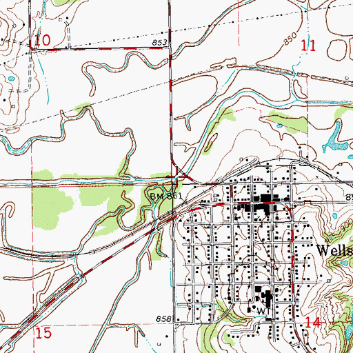 Topographic Map of Captain Creek, OK
