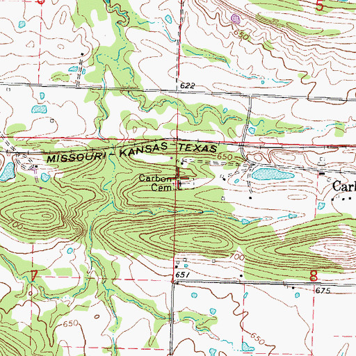 Topographic Map of Carbon Cemetery, OK